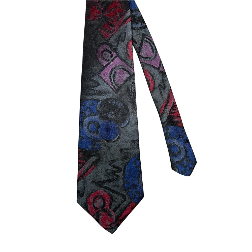 Vintage Windridge Tie Mervyn's Abstract 90s Pattern Funky Necktie Bold Artsy